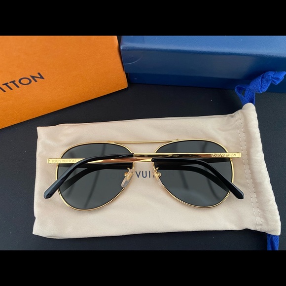Authentic Louis Vuitton Sunglasses Z1350E LV Catch Pilot Gold Black w/case - Picture 6 of 11